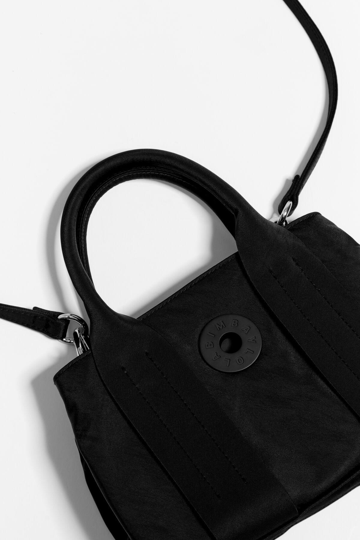 Bimba Y Lola Small Black Nylon Tote Bag with Silver Hardware Details : -  Soft design - Zip fastener - Interior customized with logo…