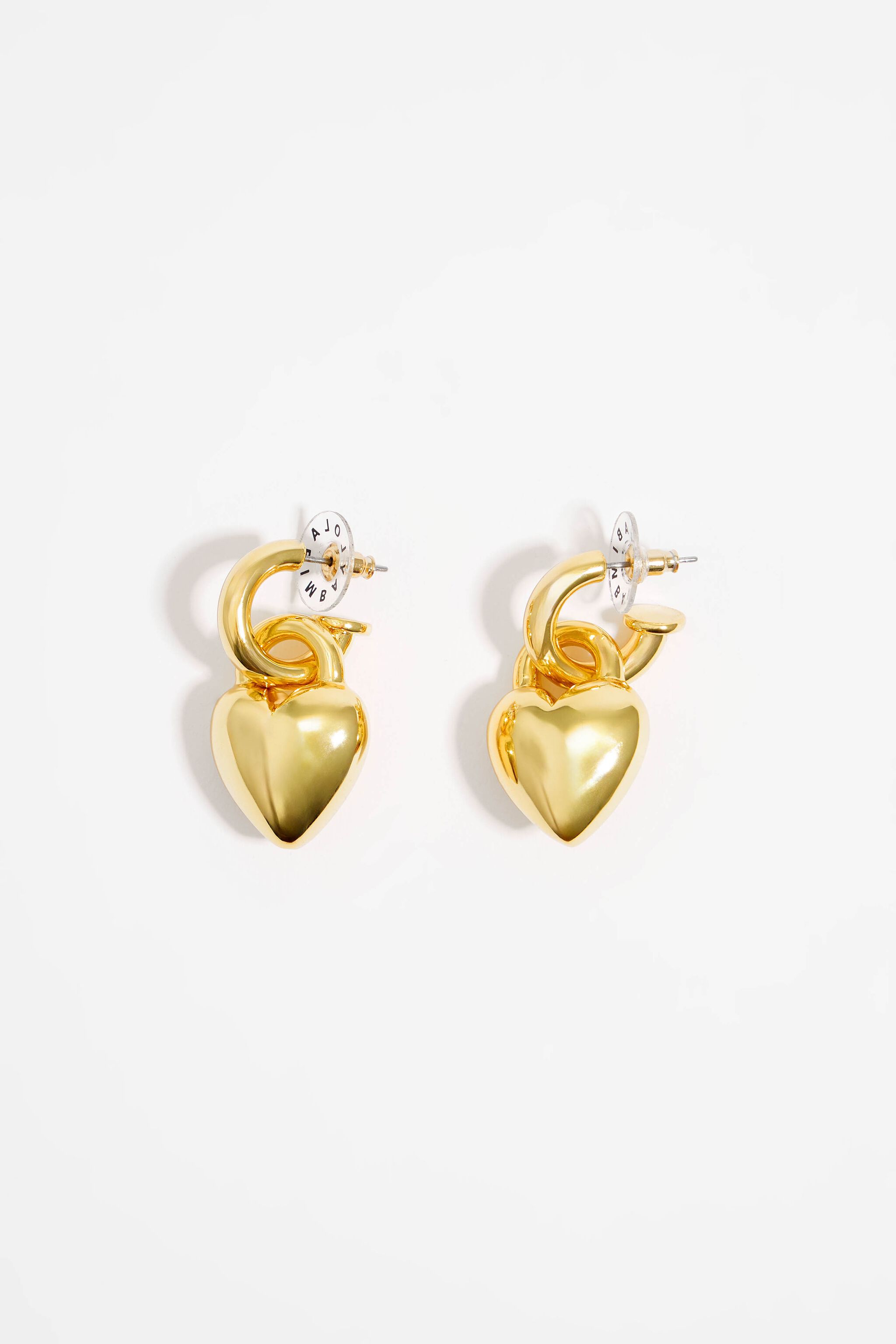 Golden metal heart hoop earrings