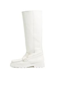 High white leather boot