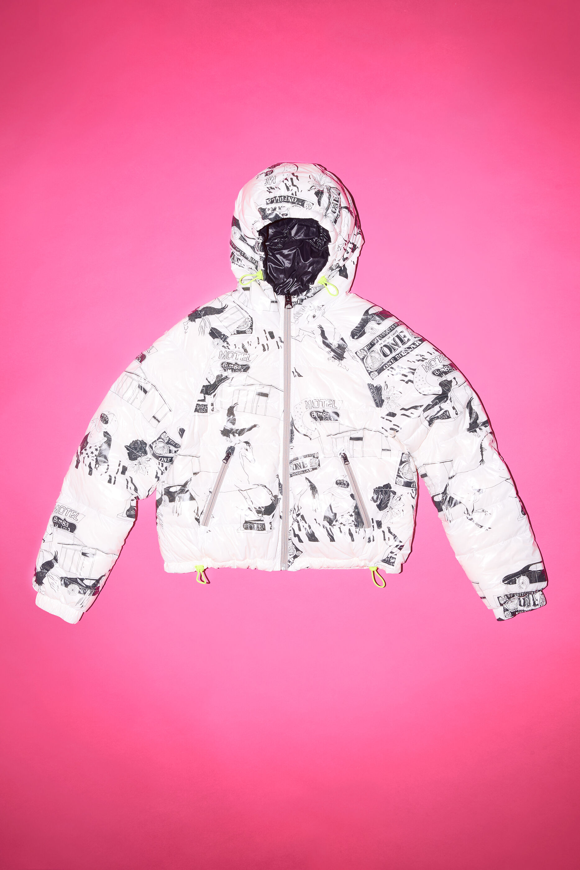 White Route 66 reversible down puffer jacket