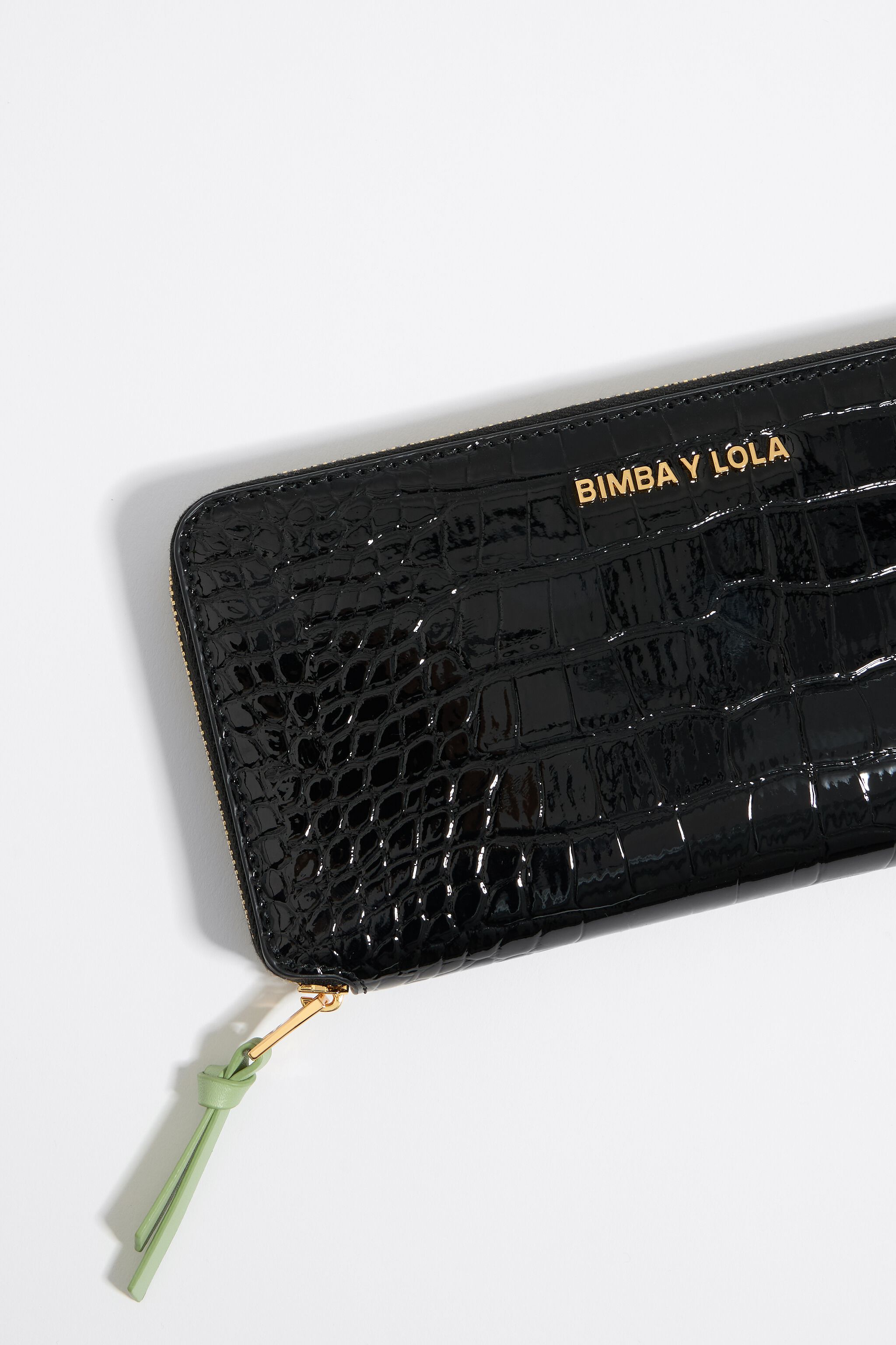 Black mock croc horizontal wallet