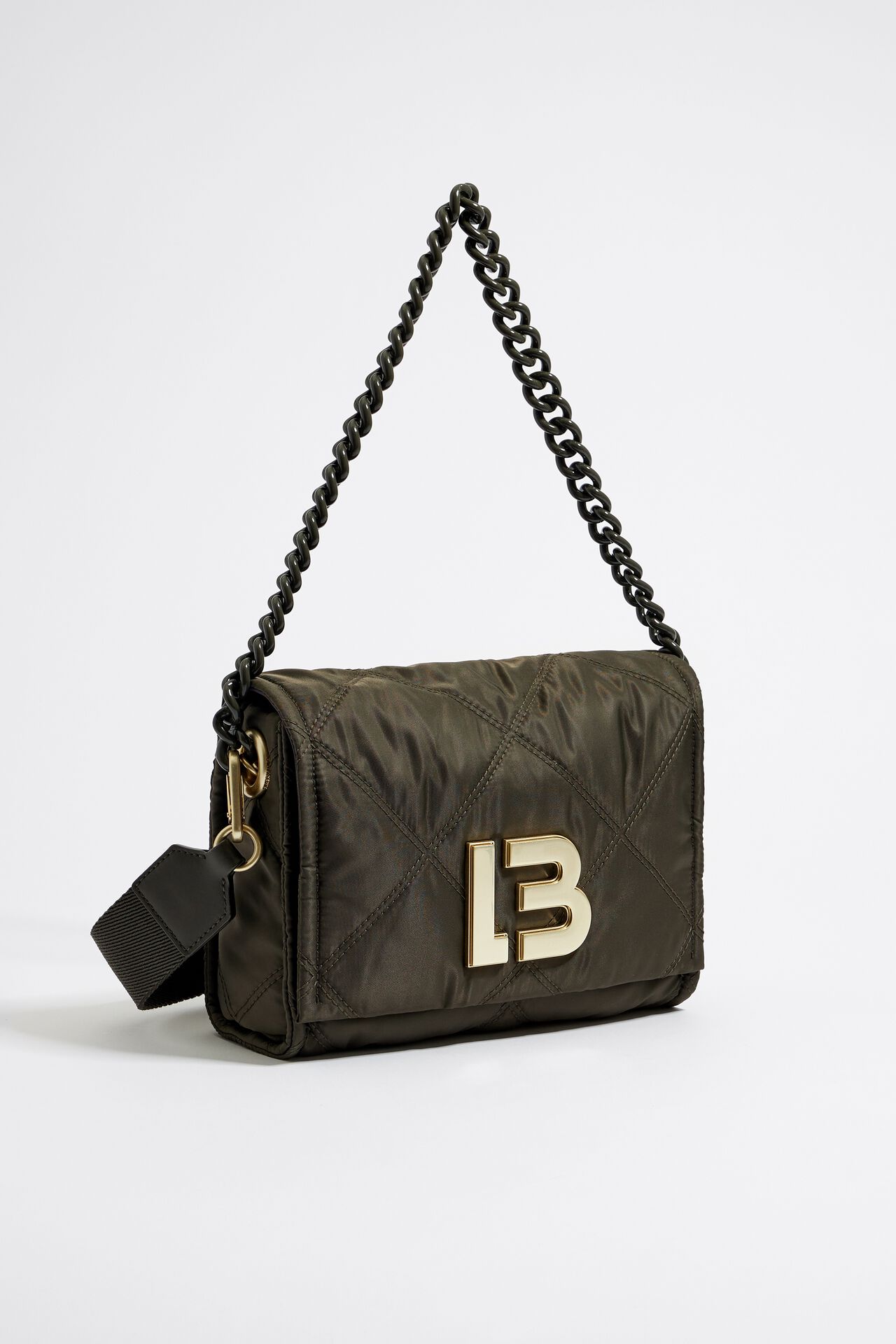 Bimba Y Lola Medium Black Nylon Crossbody Bag with Gold Hardware