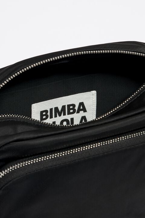 Bimba Y Lola M Black Nylon Crossbody Bag with Flap
