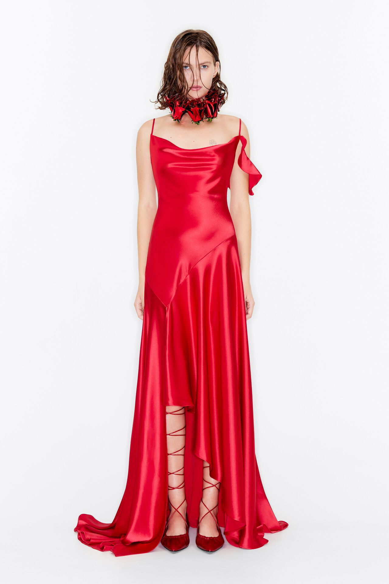Red Leomix straight long dress