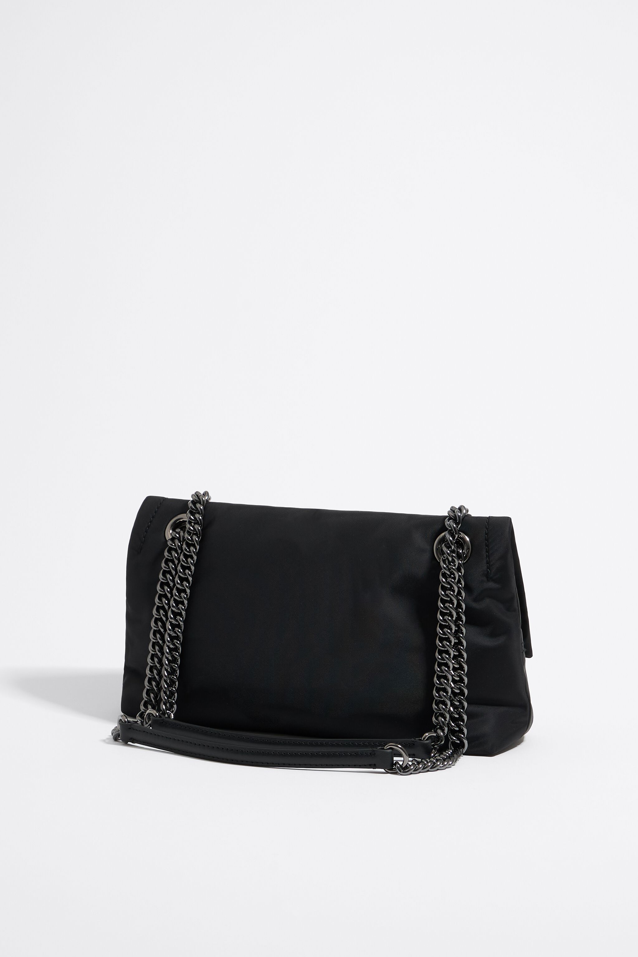 Medium black nylon flap bag