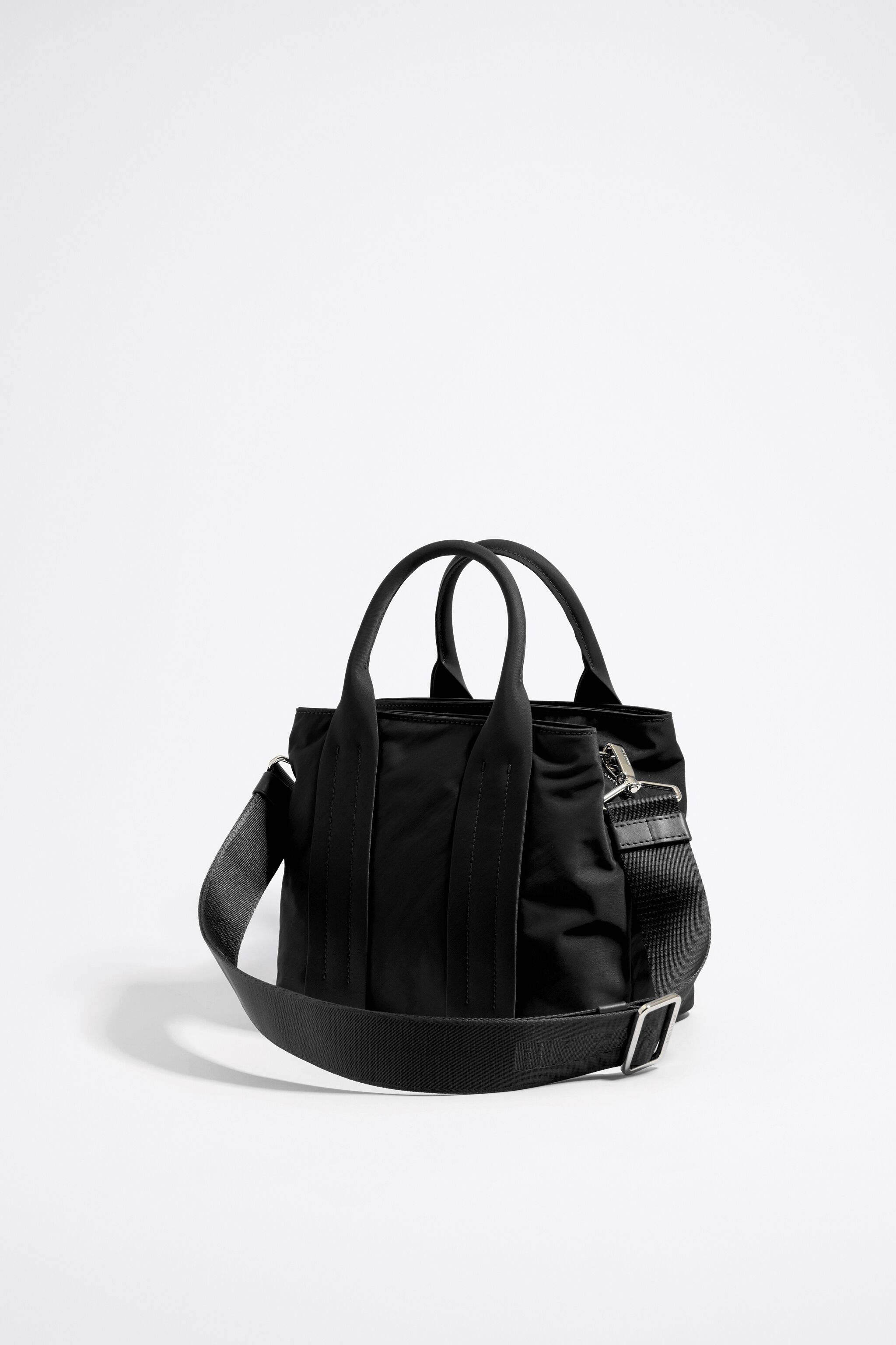Medium black nylon handbag