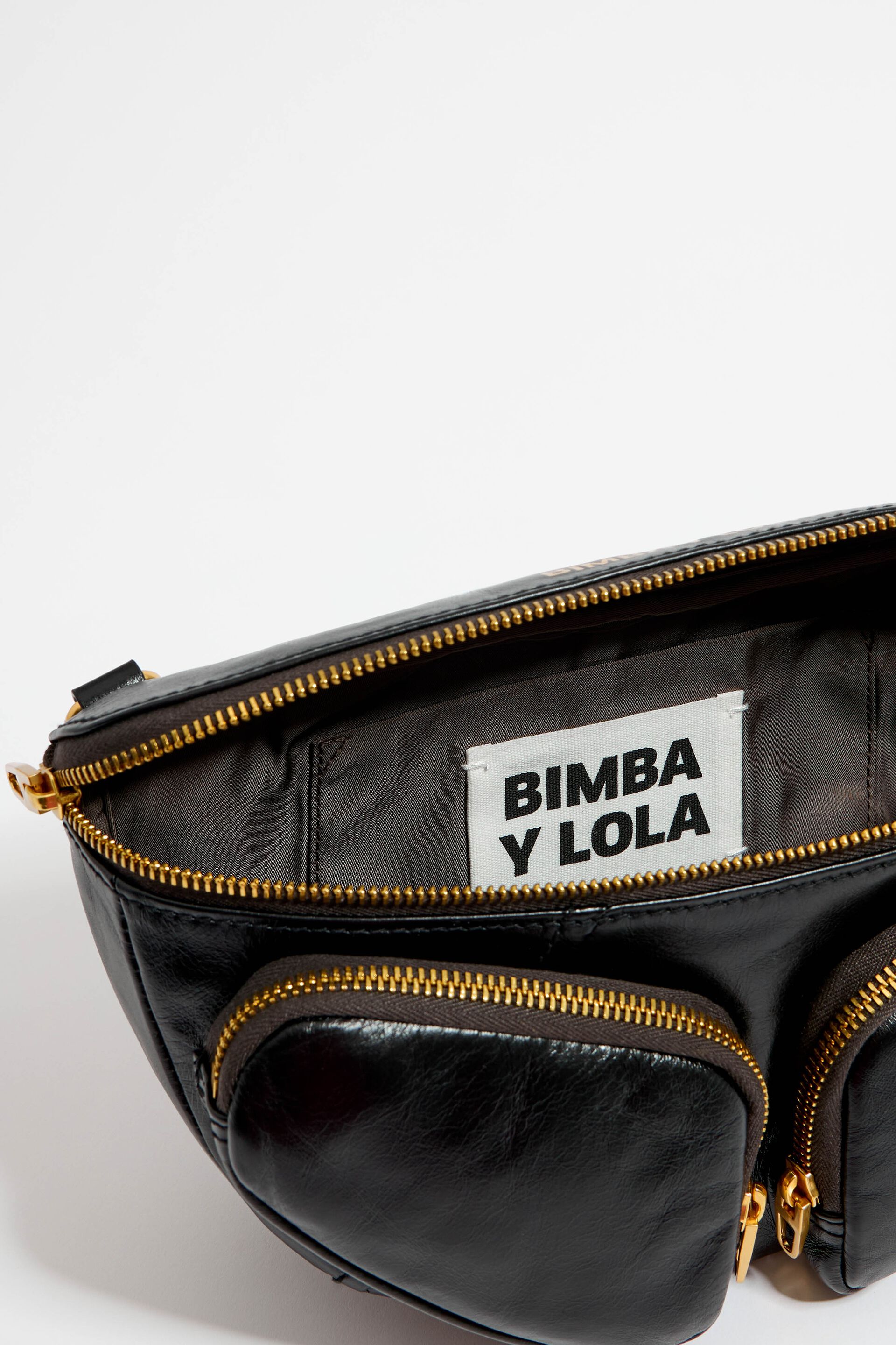 Bimba Y Lola Xs Black Leather Pocket Bumbag