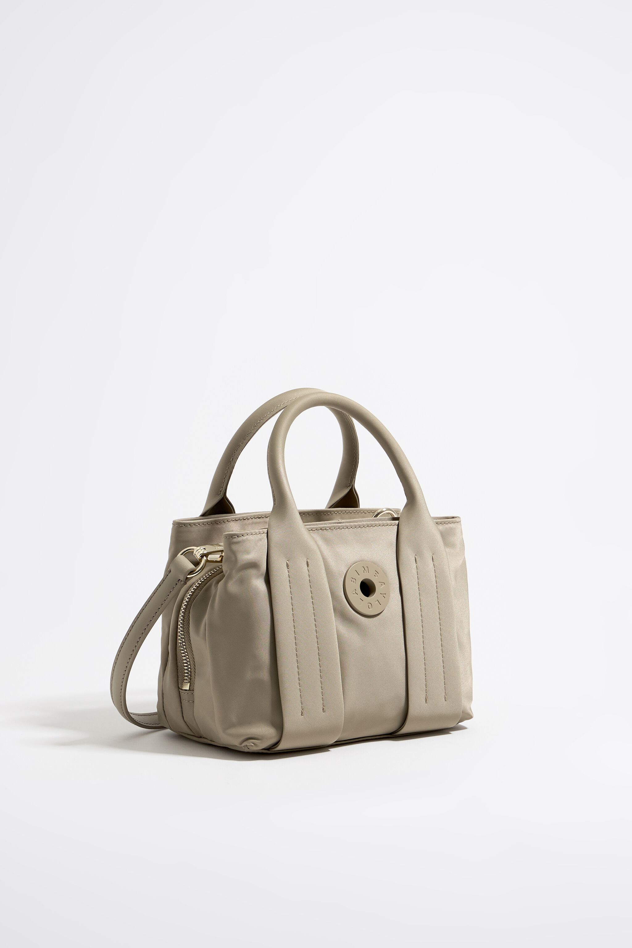 Small light khaki nylon handbag