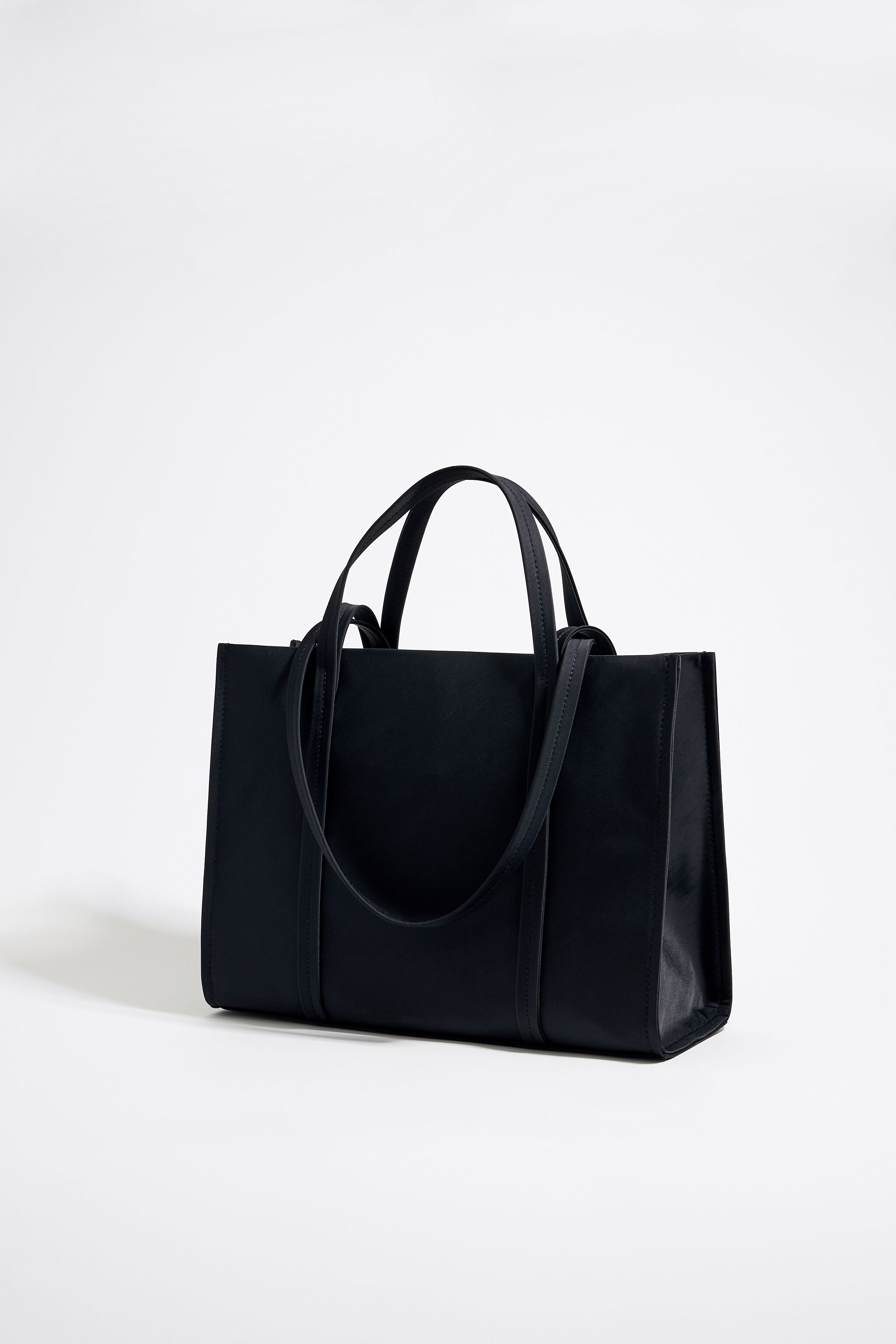 Large black nylon shopper bag