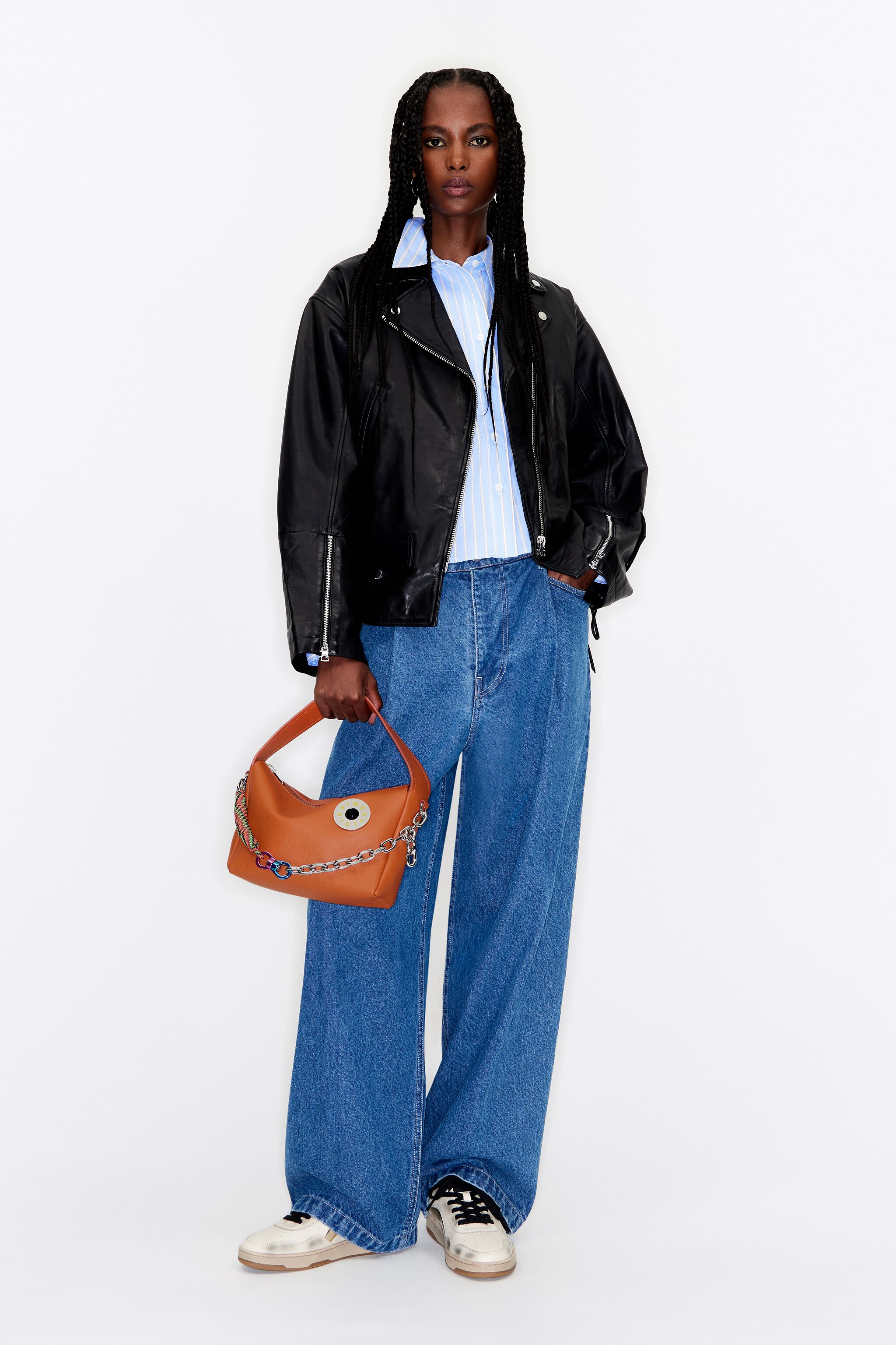 S brick leather hobo bag