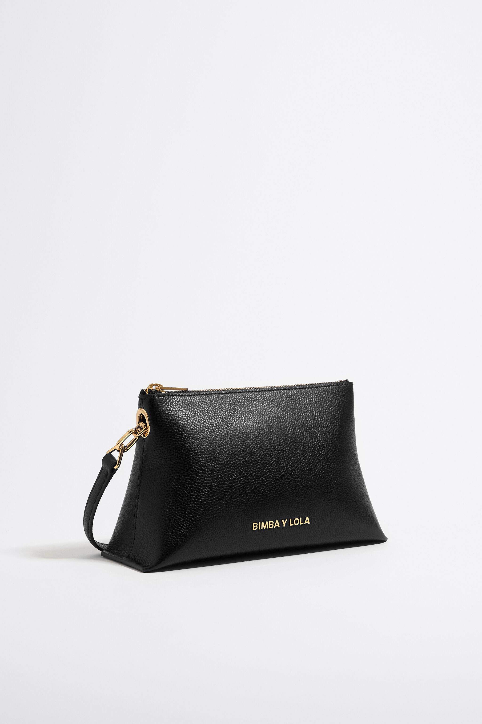 Small black leather trapezium bag