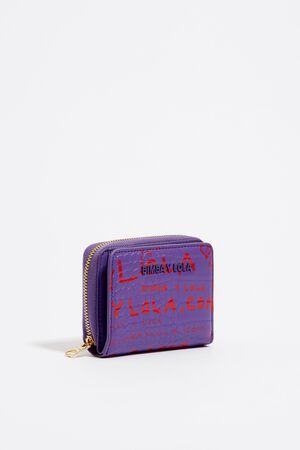 Purple rectangular mock croc purse