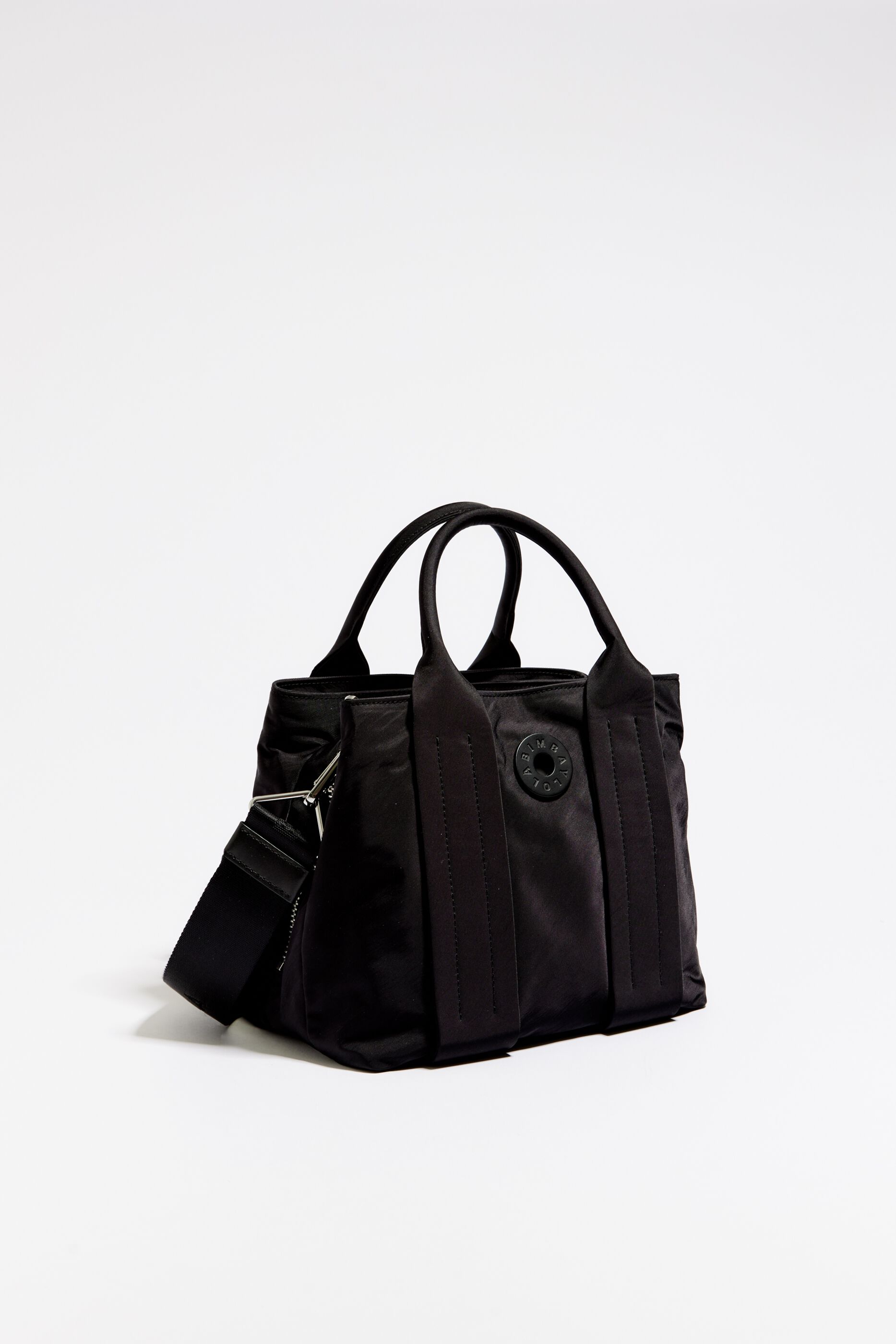 S black nylon tote bag