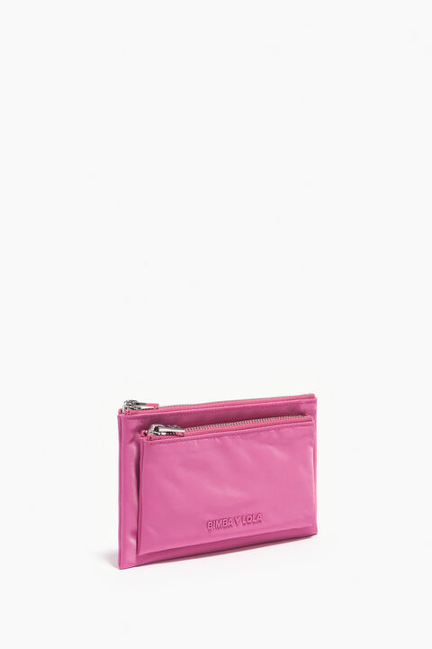 Pink nylon double purse