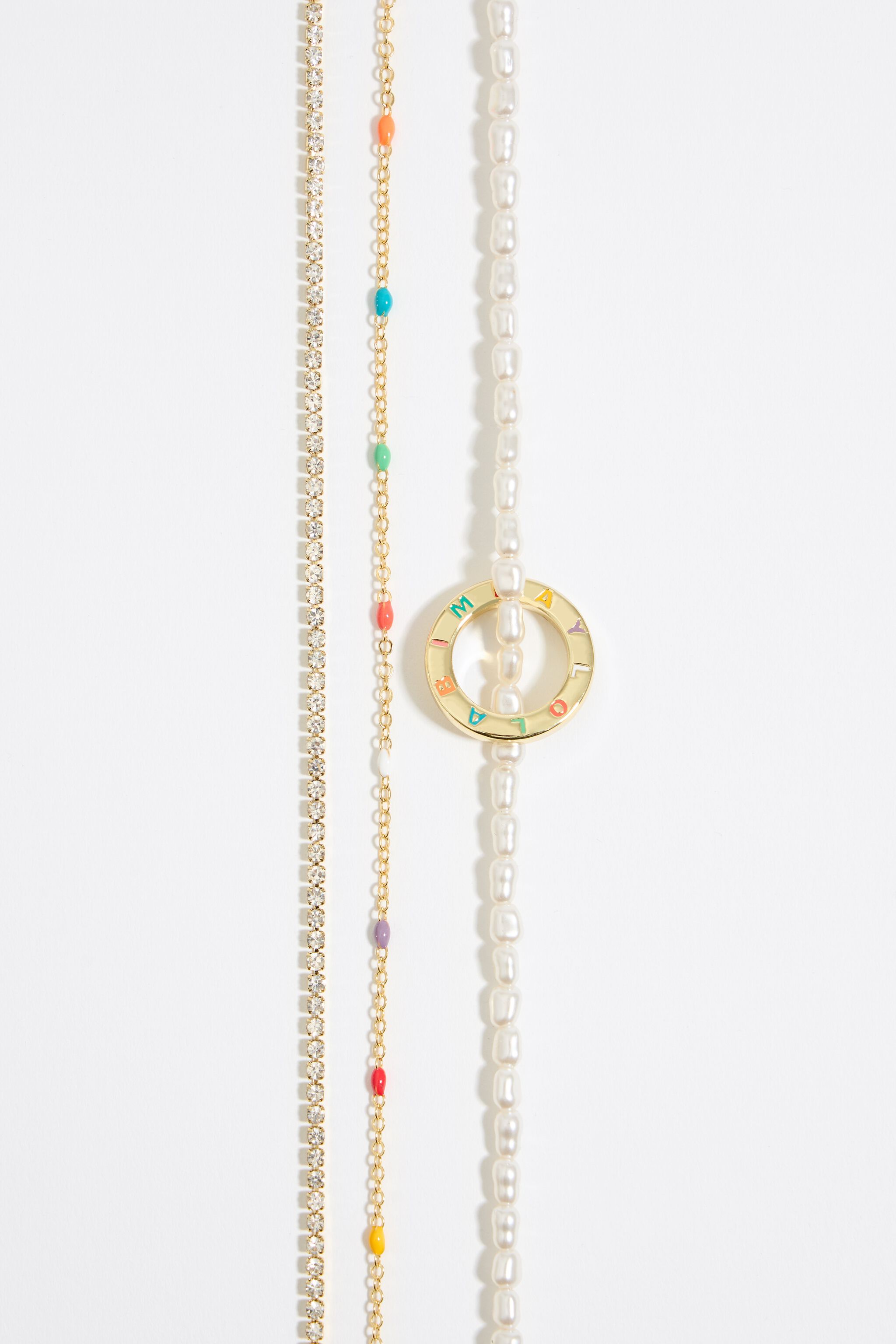 Multicolor crystals logo necklace