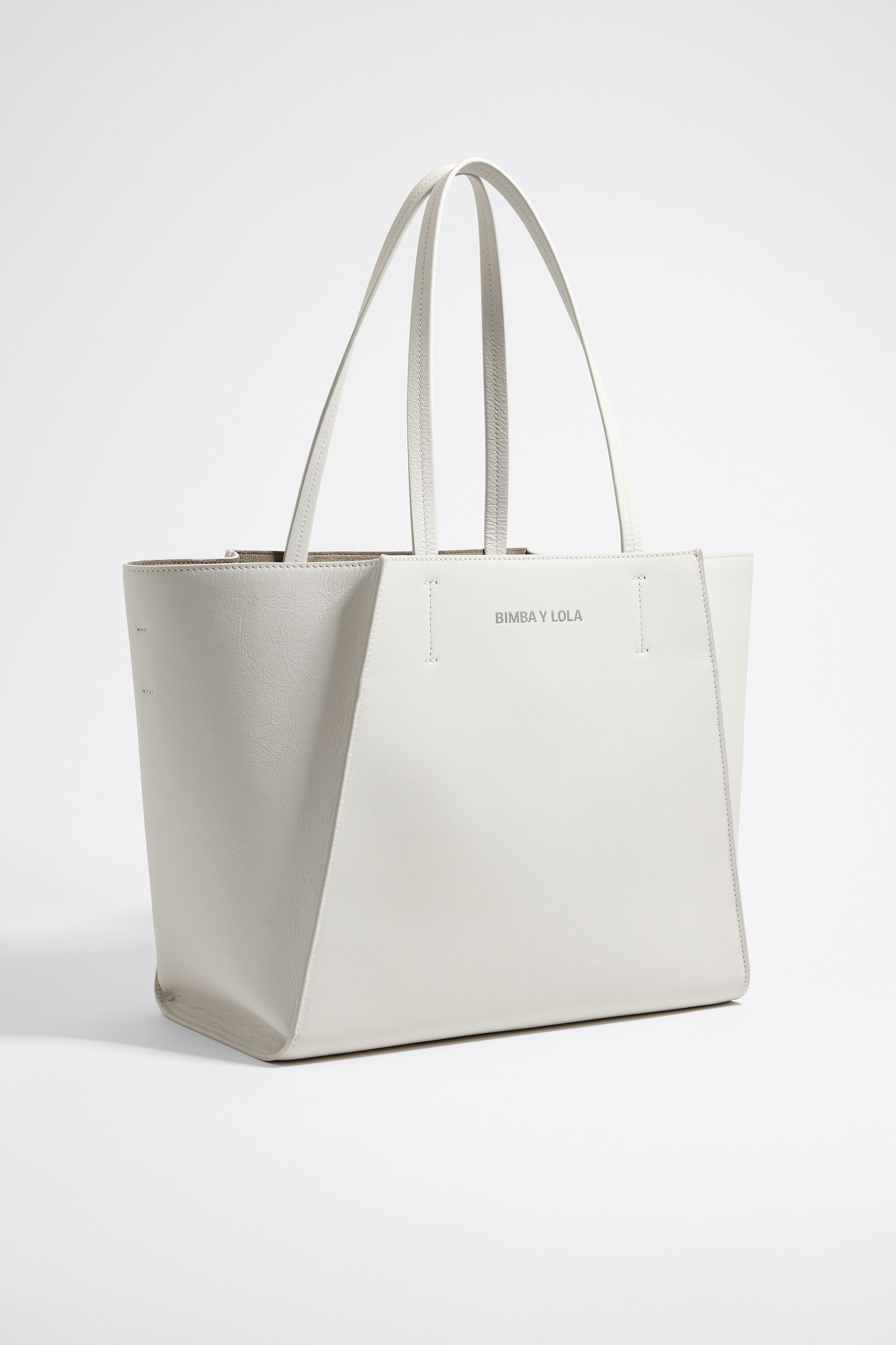 Large off-white leather shopper bag