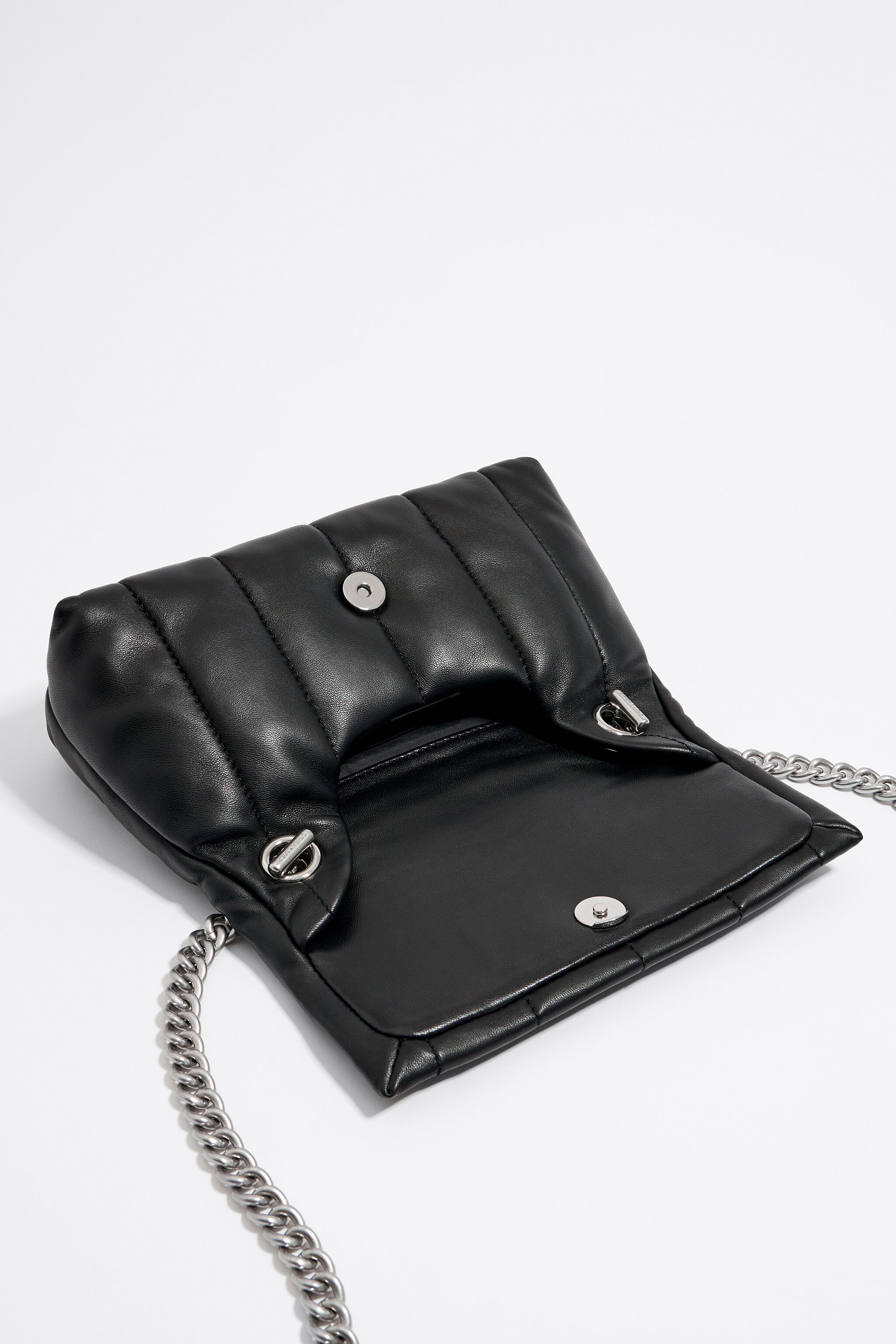 Small black nappa leather bag flap