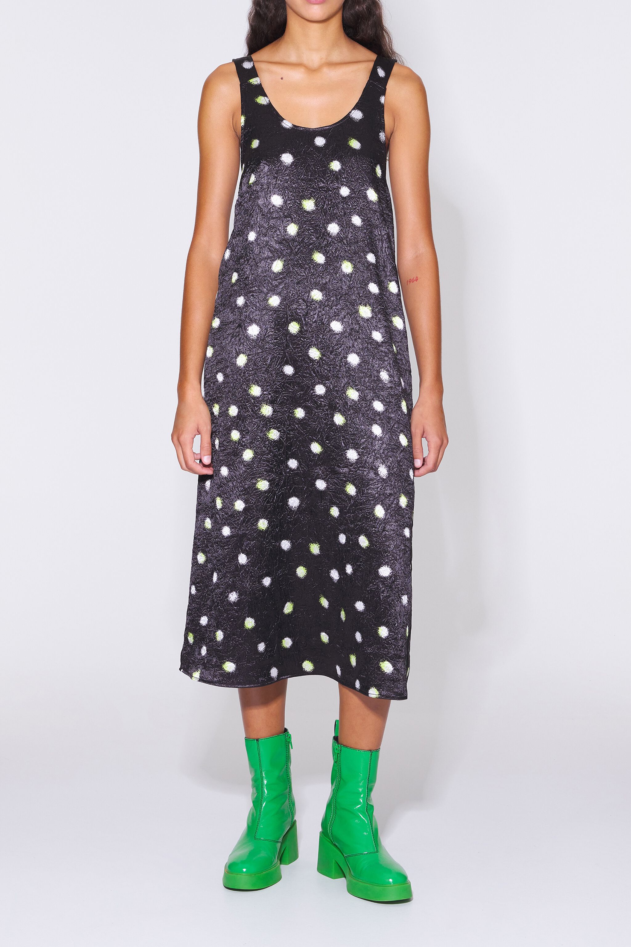 Black Spray Dot print mini dress