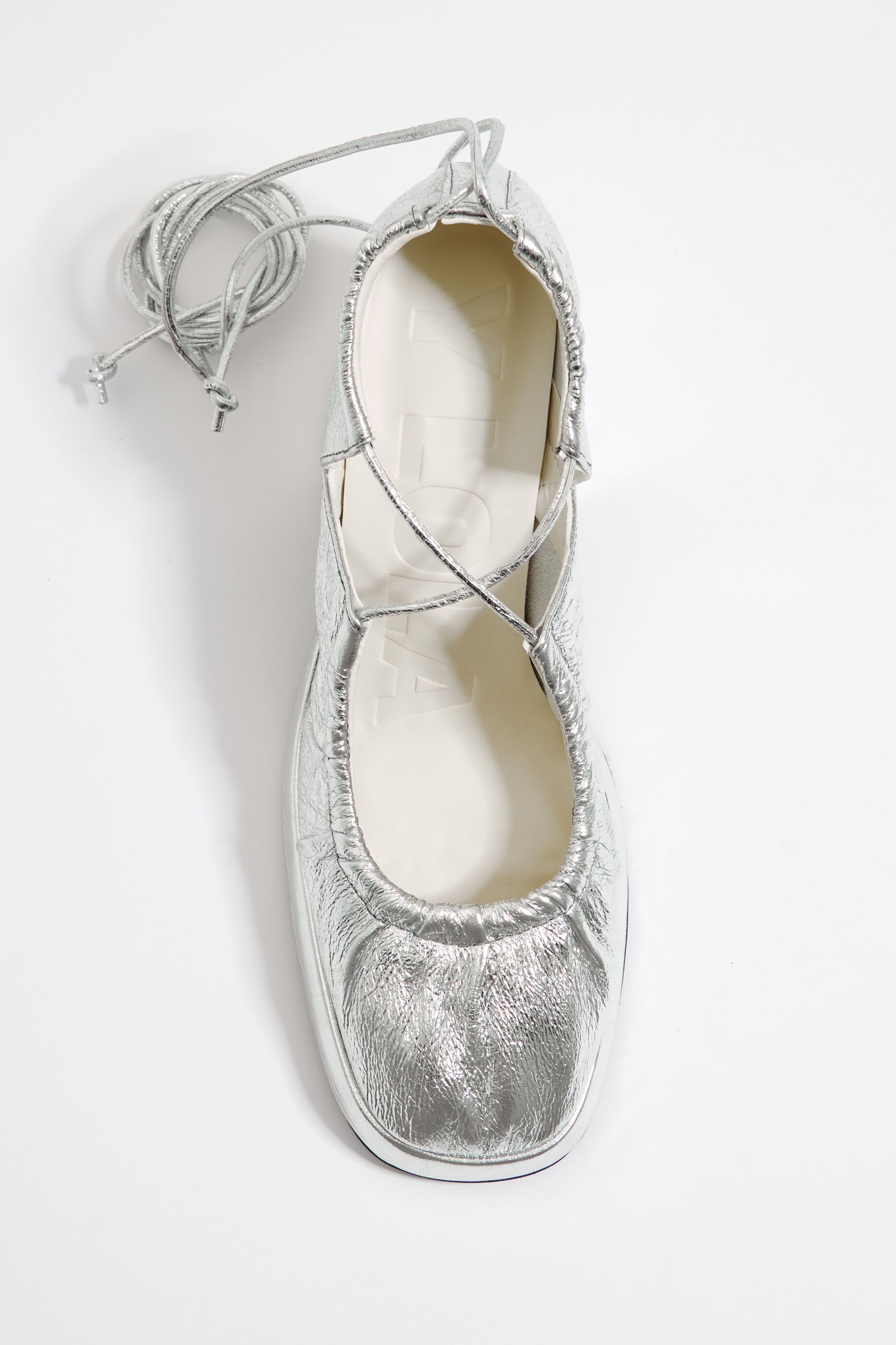 Silver lace sale up flats