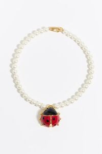 Red ladybug pearl necklace