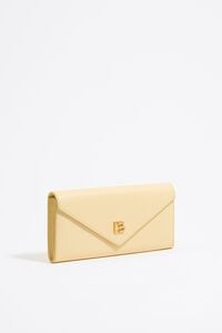 Pastel yellow leather continental wallet