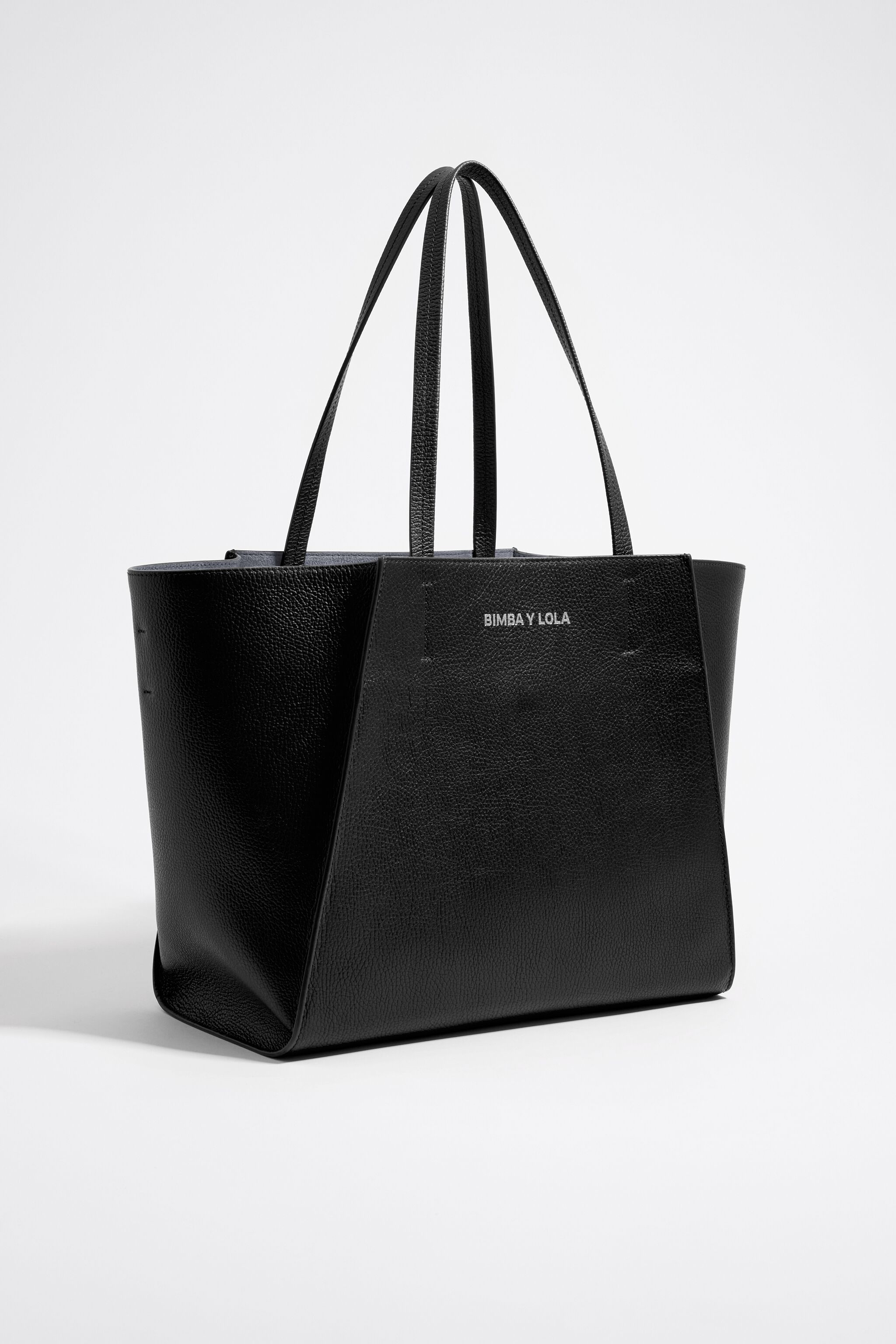 Large black leather shopper bag