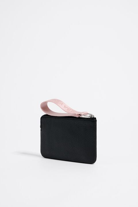 Black leather curved coin purse