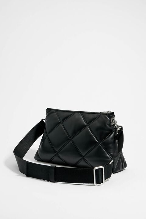 M black leather trapezium bag