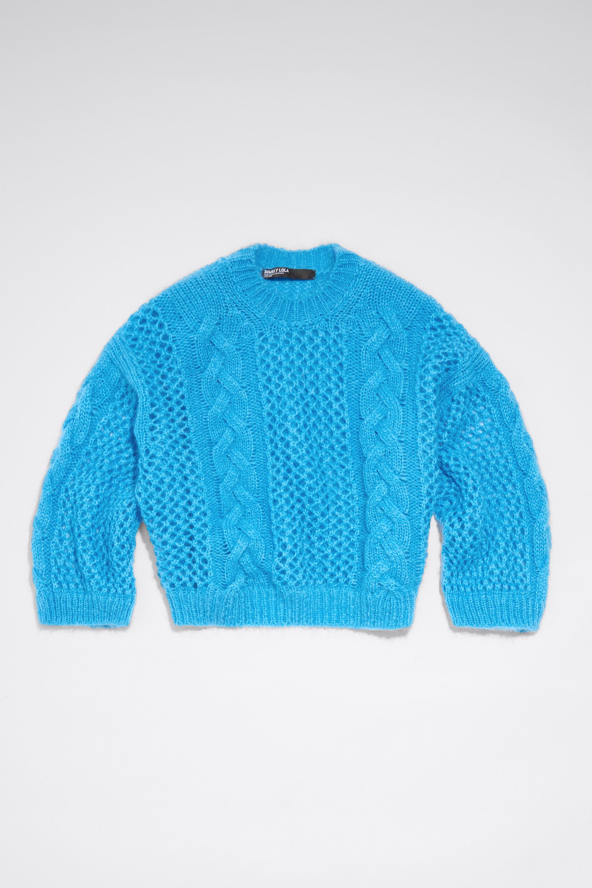 open-knit sweater Blue mohair