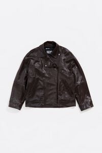 Dark brown satin finish leather jacket