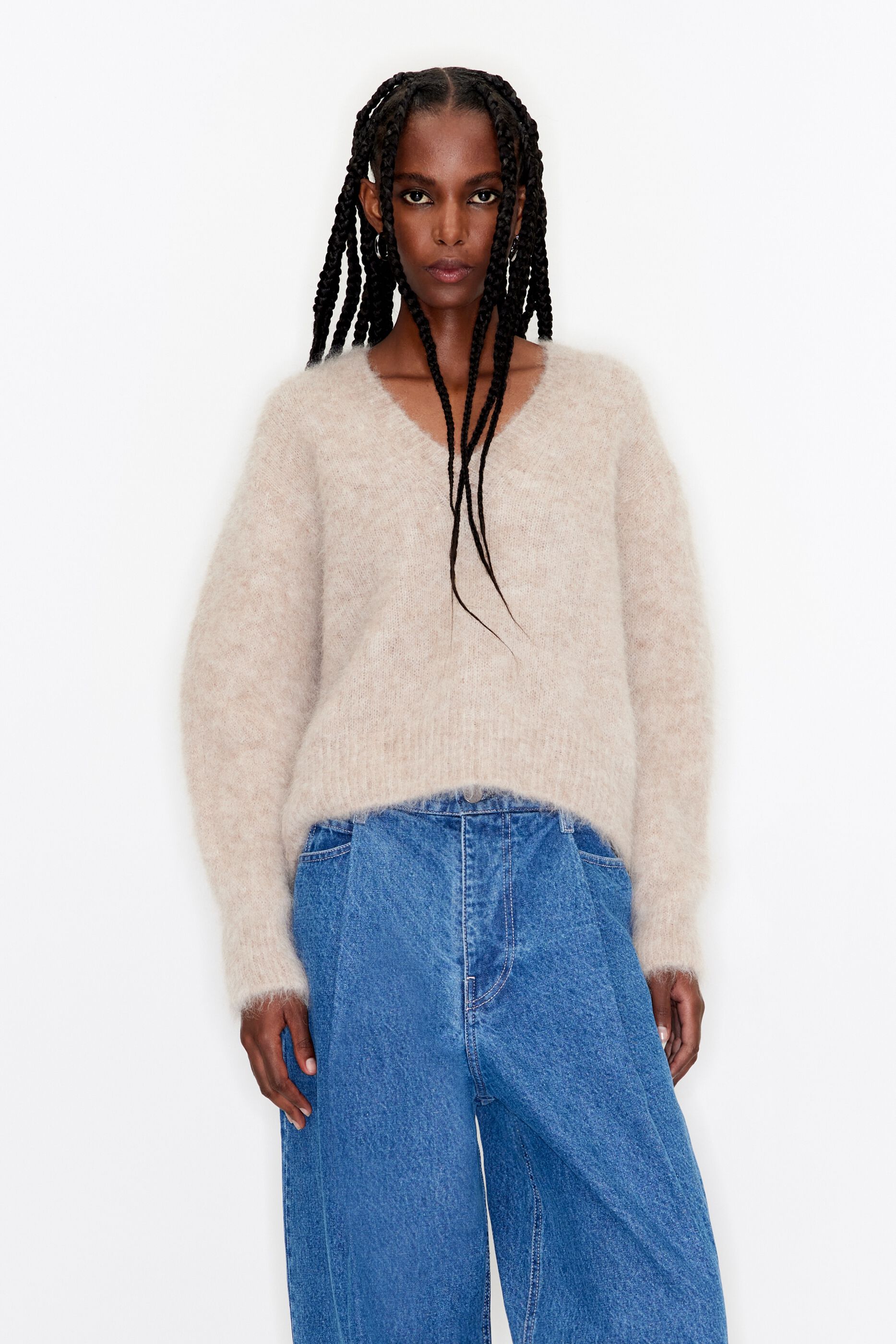 Camel mohair boxy sweater