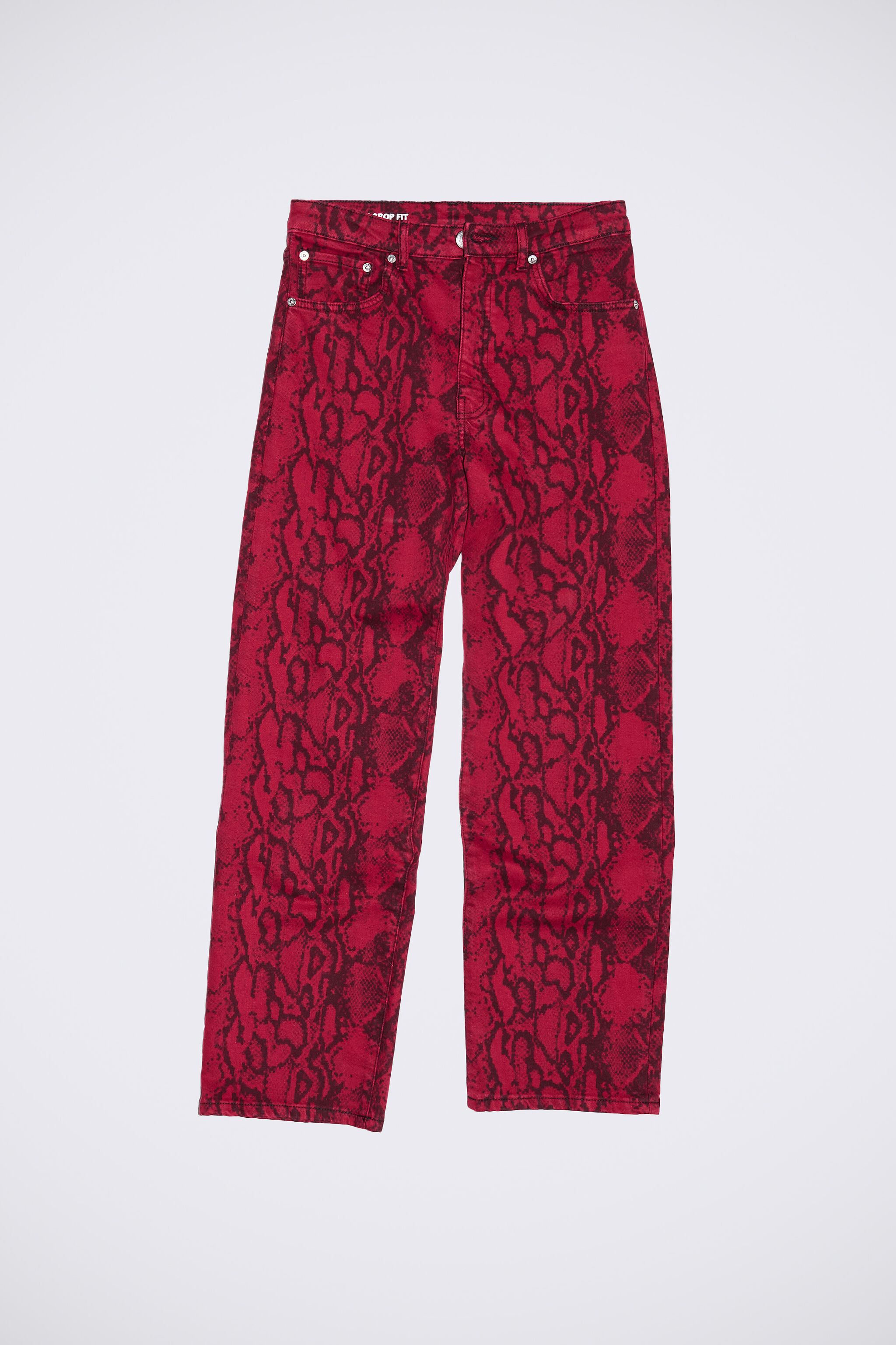 STRAIGHT CROPPED - Red Python print straight jeans