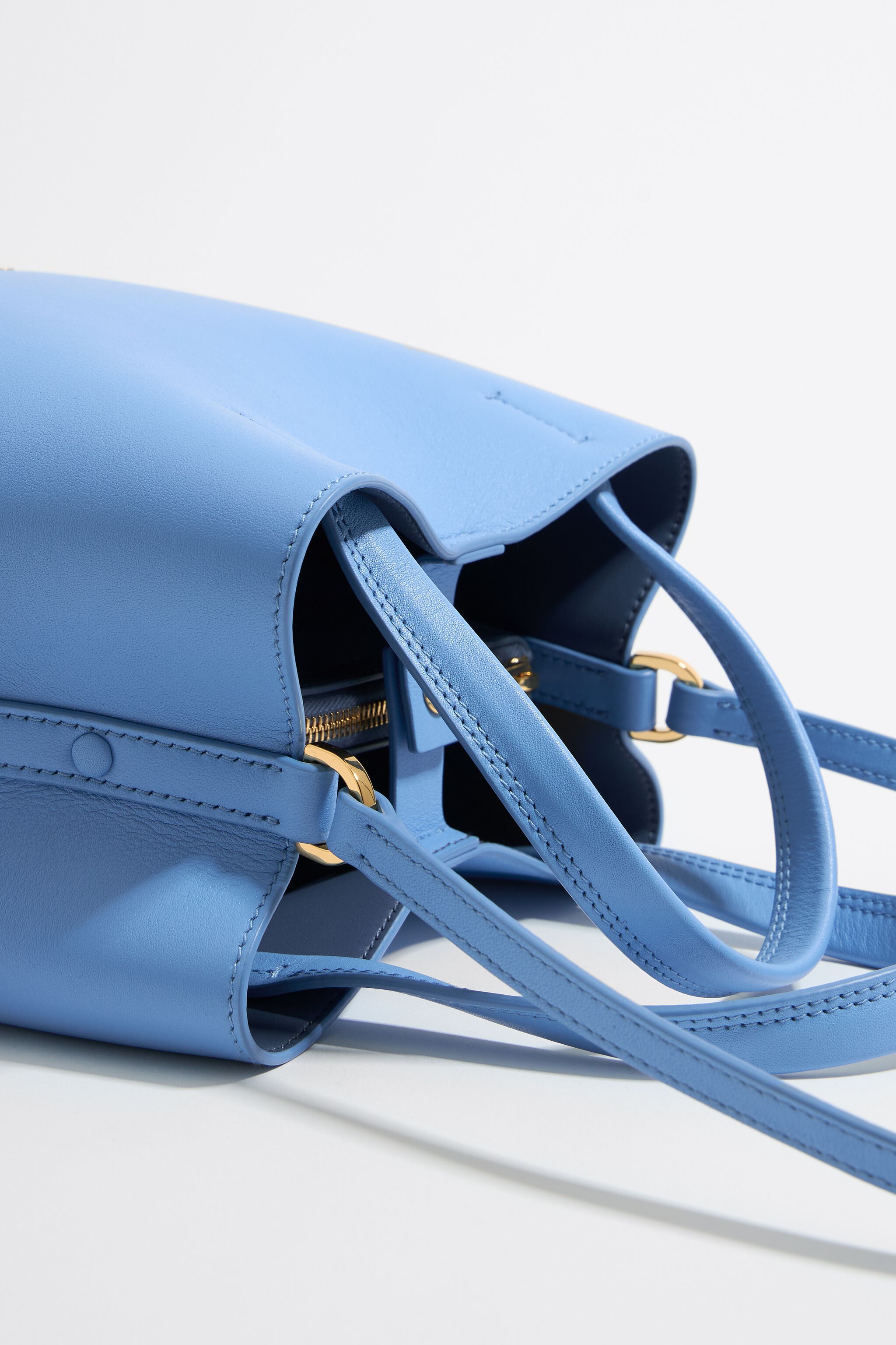 Small blue leather Chihuahua bag