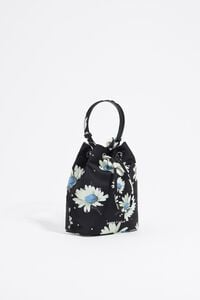 Anthracite satin Daisy crystal bucket bag