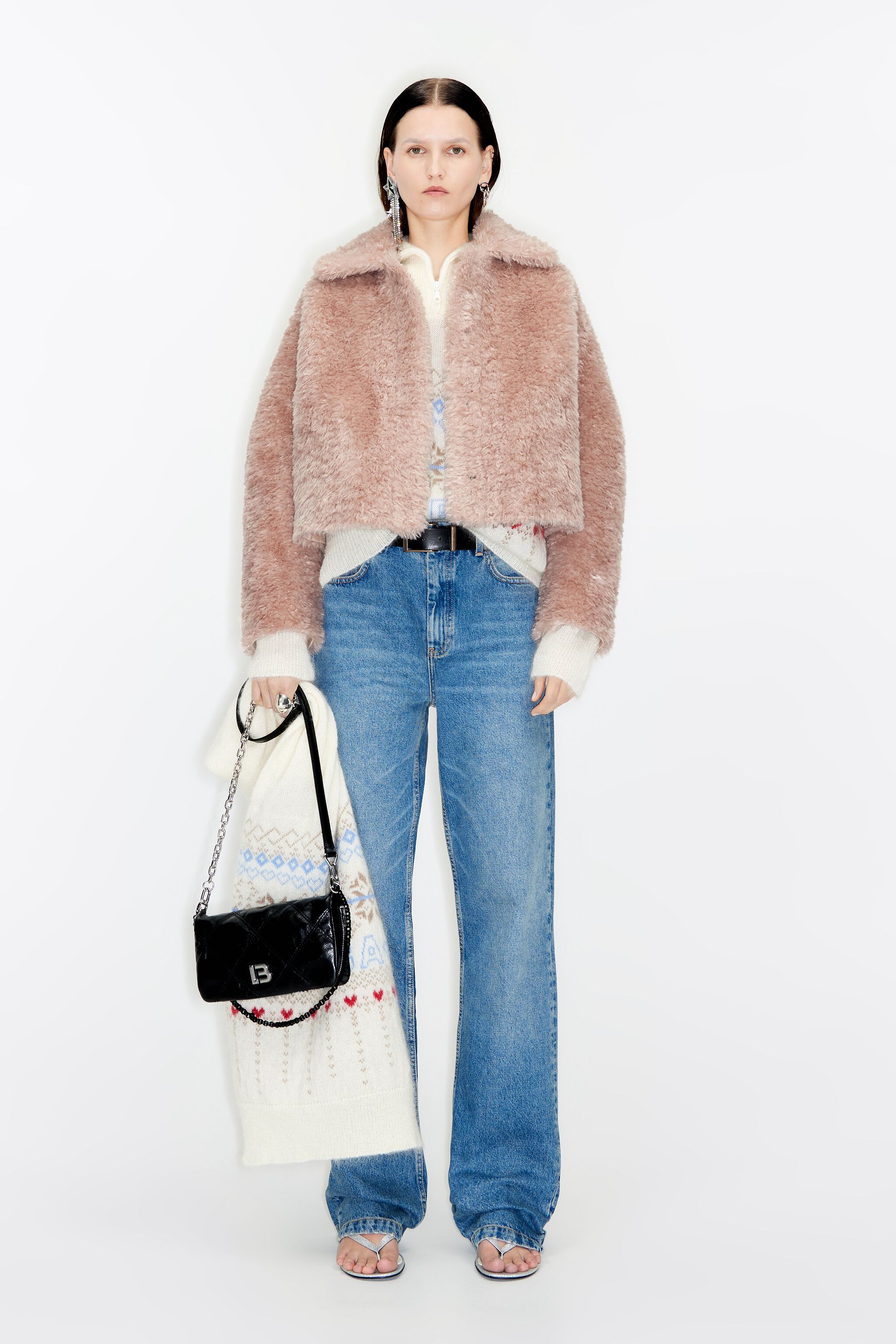 Pink fur clearance coat zara