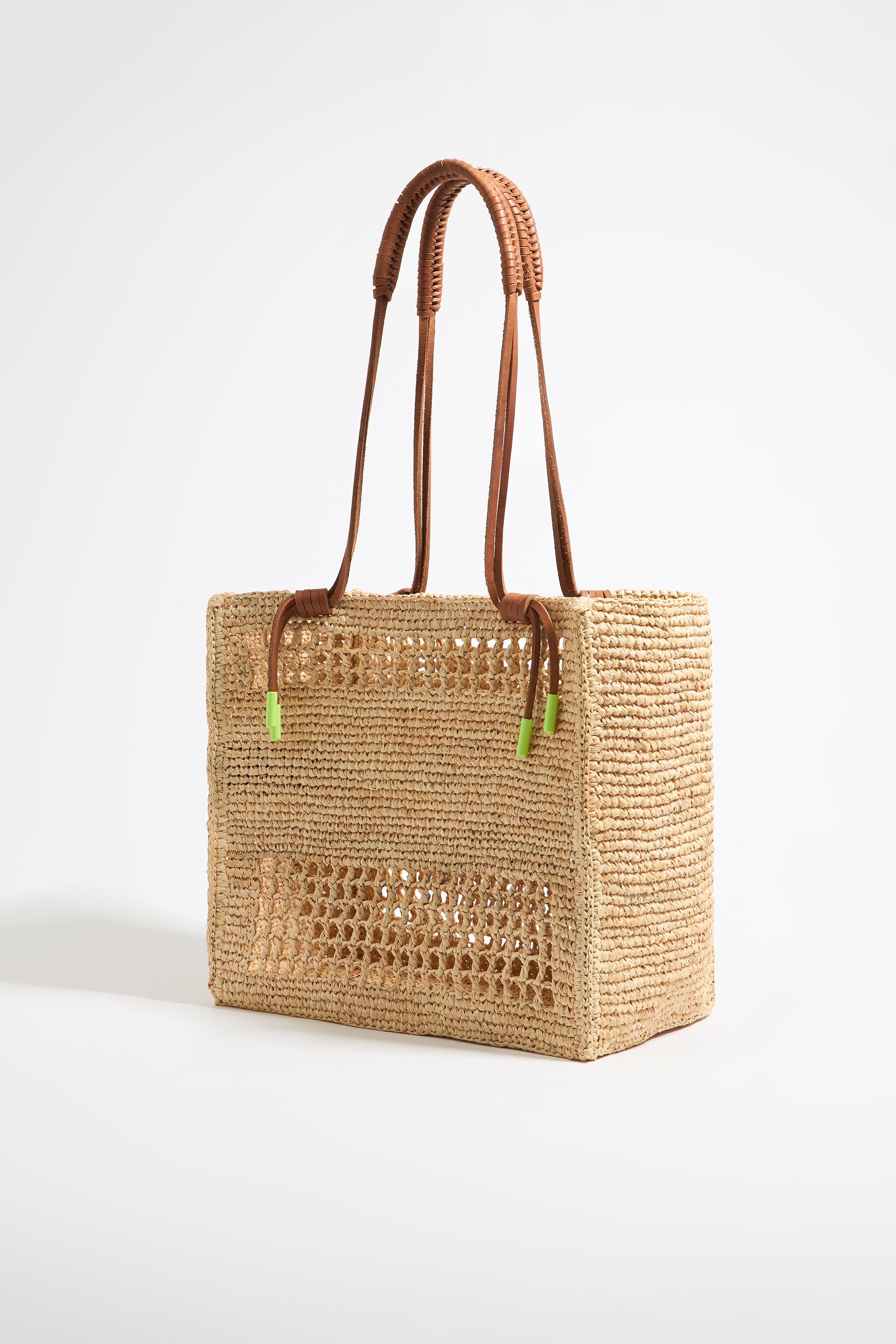 Large natural raffia tote bag