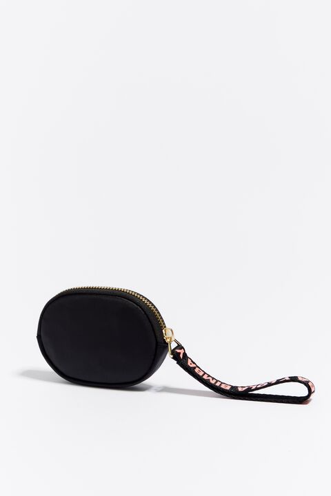 Black nylon oval coin purse