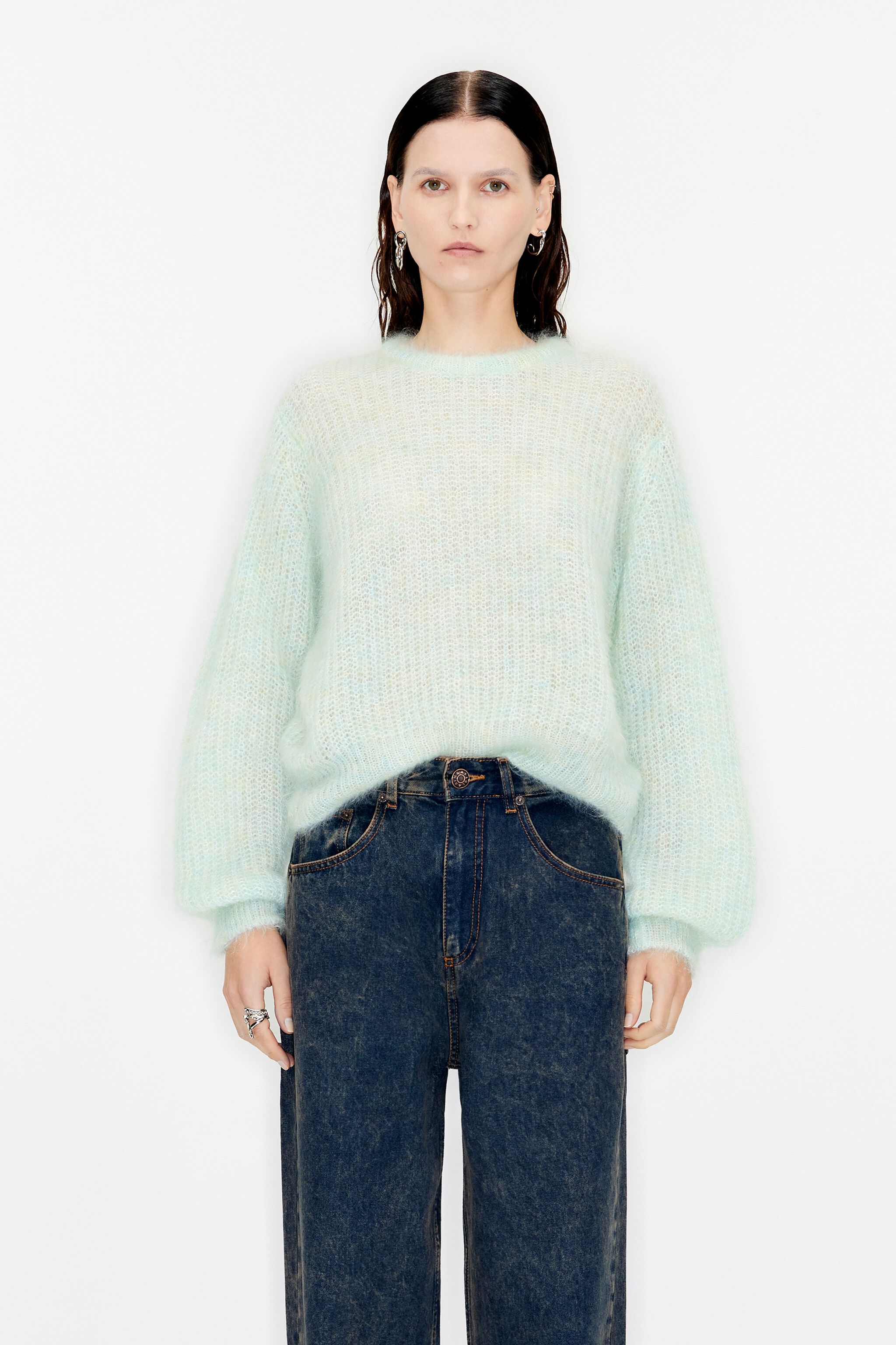 Mint green mohair boxy sweater