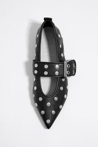 Studded black leather ballerina