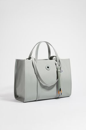 L gray nylon shopper bag