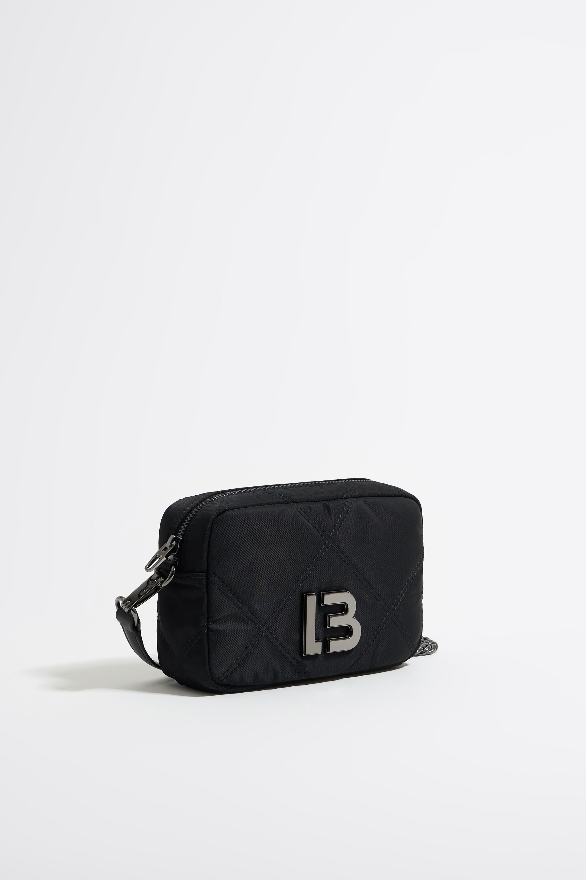 Mini black padded nylon flap bag