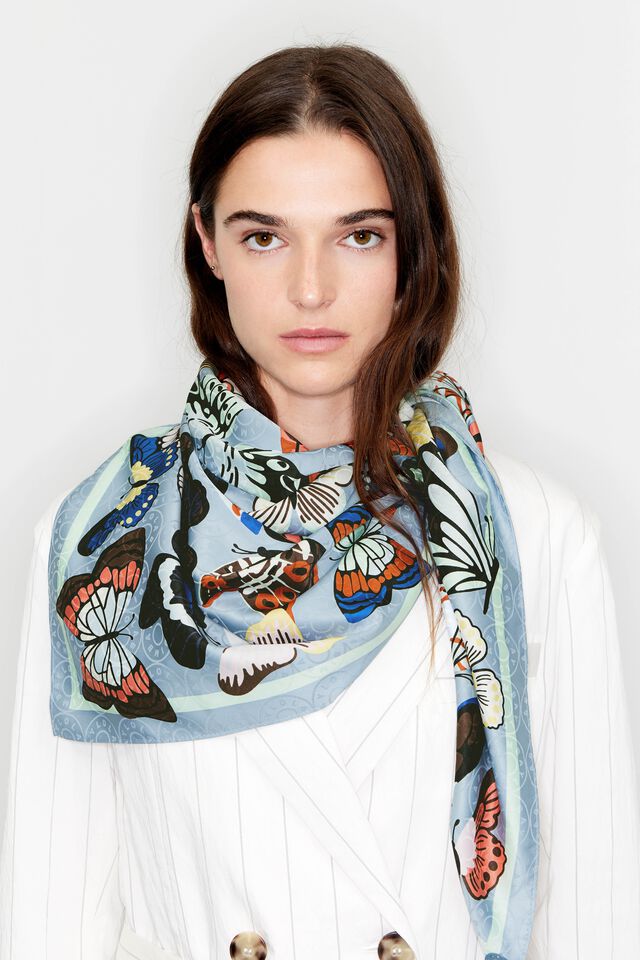 Bimba y Lola floral-print modal scarf, Blue