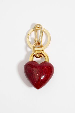 Ivory heart circular key ring