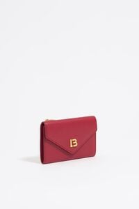 Red leather flap coin cardholder