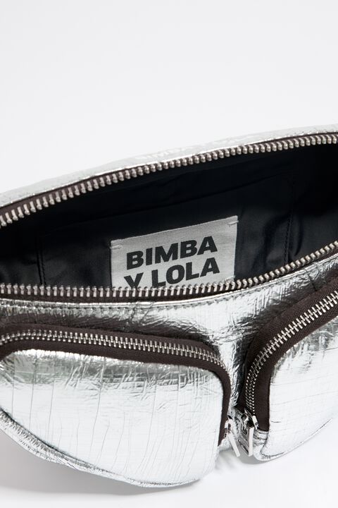 Bimba Y Lola Xs Silver Leather Pocket Bumbag