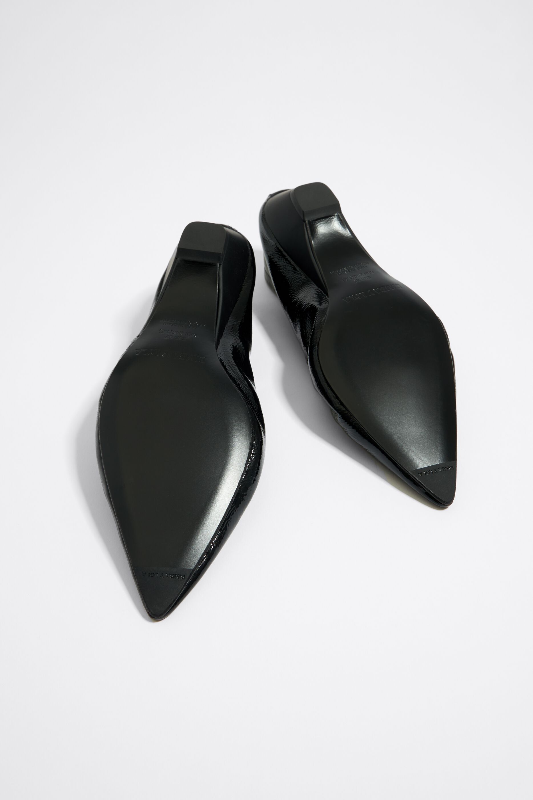 Black leather court shoe