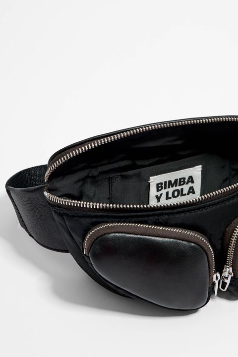 Bimba Y Lola Xs Pocket Leather Crossbody Bag in Black