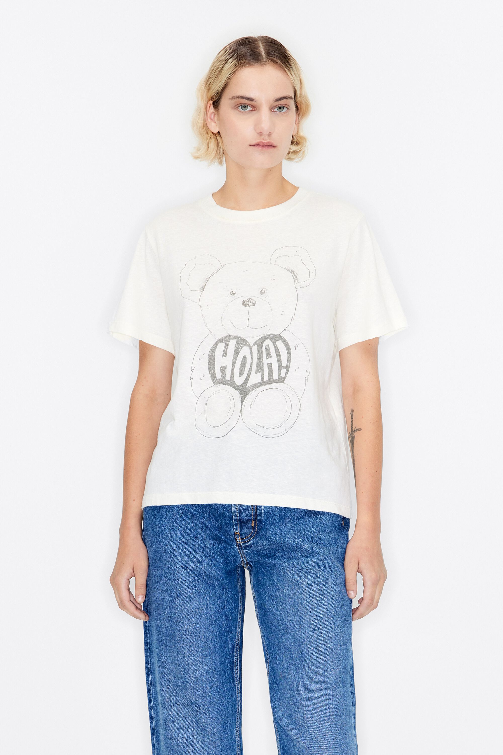 PALM ANGELS: Teddy Bear cotton t-shirt with logo - Black