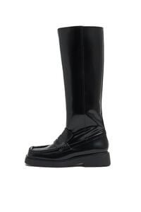 High black leather boot