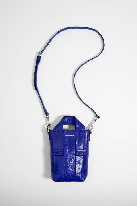 XS electric blue leather crossbody bag